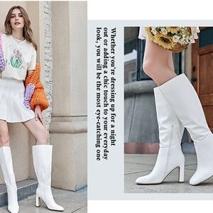Chic White Heeled Women's Boots